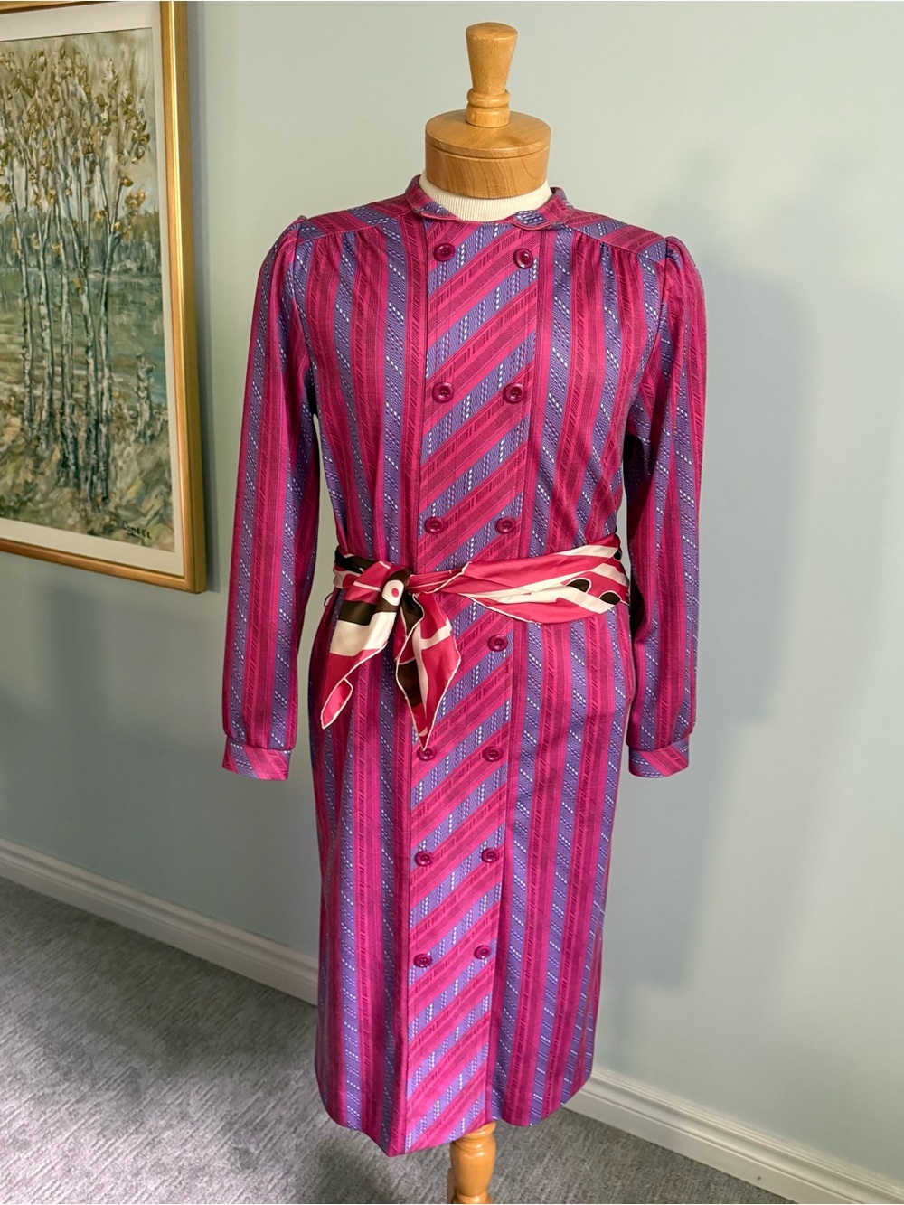 Vintage D’Allaird’s Pink Stripe Midi Dress Made in Canada